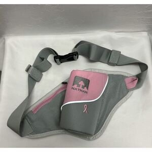 NATHAN Pink & Gray Fanny Pack- Water Bottle Holder‎ Zip Pocket VG